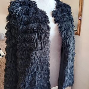 ANDREE BY UNIT Chic Black Fringe Jacket